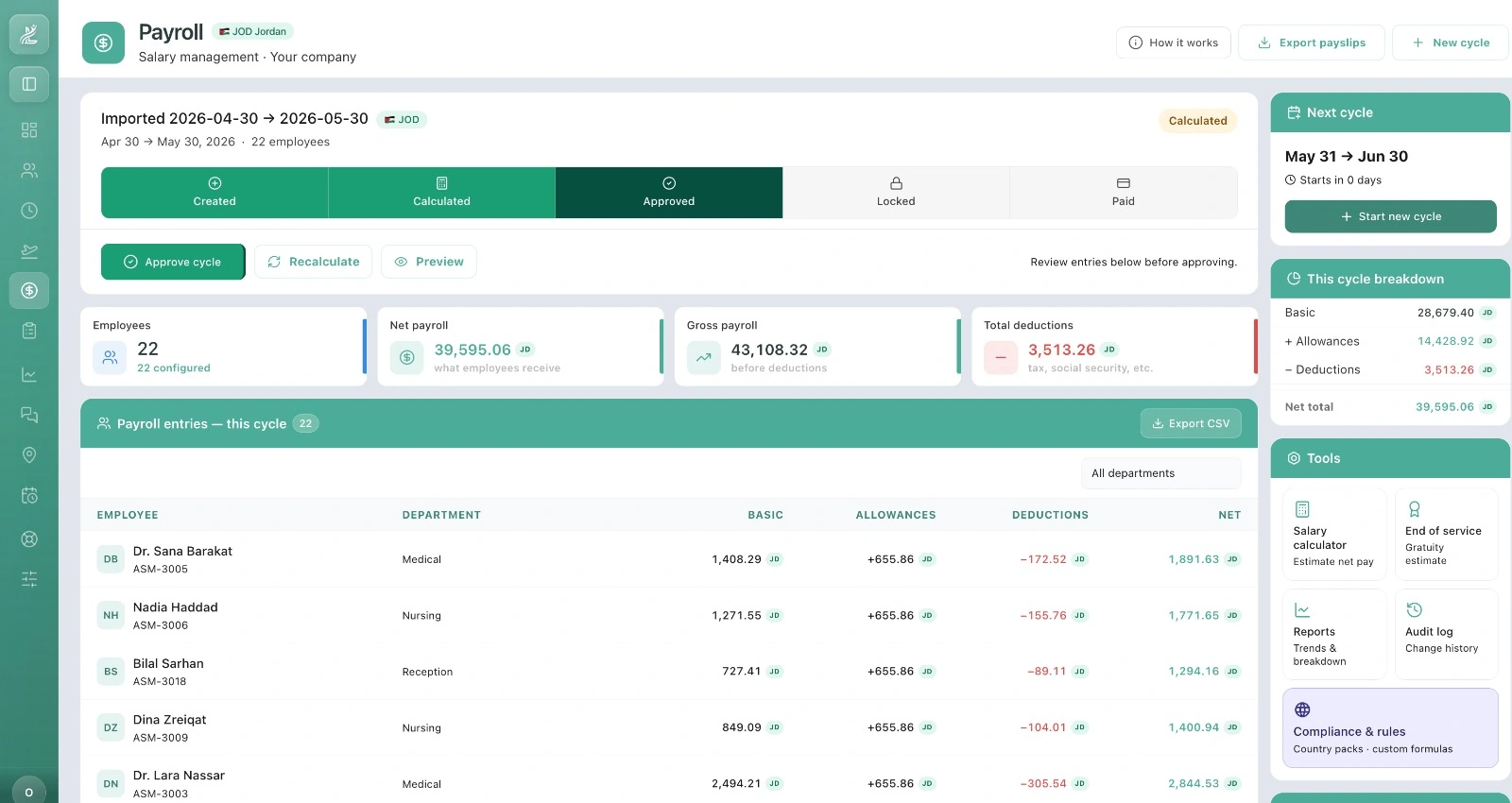 Levant HR payroll